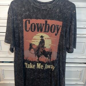 Cowboy Graphic Men's Shirt - Black